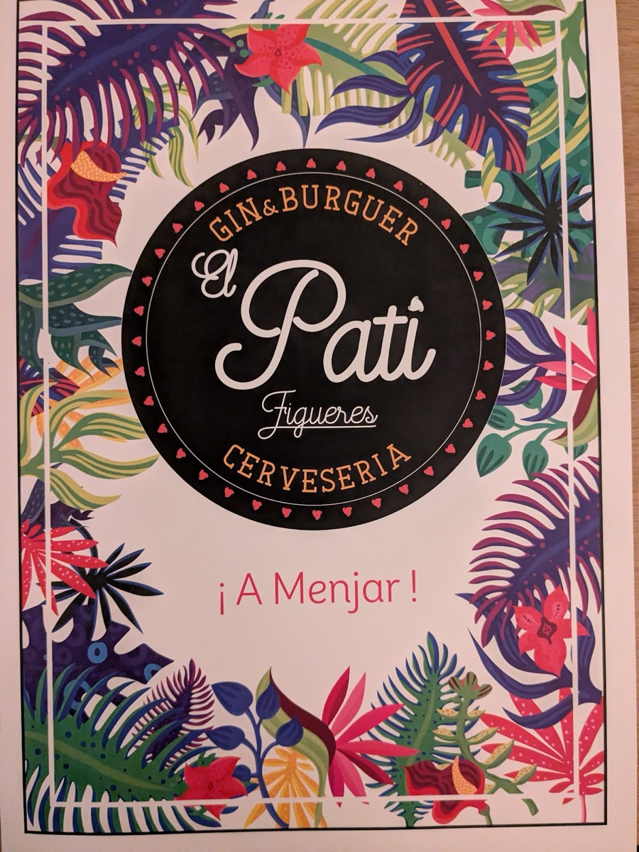La carta de El Pati, con su logotipo entre hojas tropicales